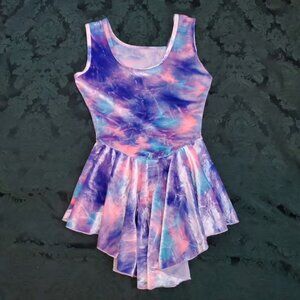 🌌 Tie-Dye Galaxy Leotard with Skirt – Girls Size (Approx. M)